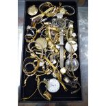 A quantity of ladies wristwatches and six pocket watches.