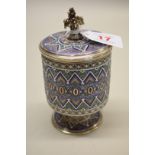 A Russian silver gilt and cloisonne enamel jar and cover, by Antip Ivanovich Kuzmichev, retailed by