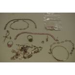 A small selection of silver and other items of jewellery. (16)