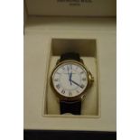 A Raymond Weil Tradition gold plated quartz wristwatch, 38mm, ref: 5476-P, with box and papers.