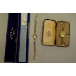 A Rotary 9ct gold ladies wristwatch; together with another 9ct yellow gold example, 37g including