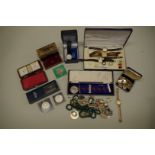 A bag of mixed items, to include costume jewellery; watches; coins; and medals.