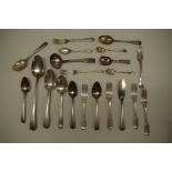 A quantity of Georgian and later silver flatware, various makers & dates, 821g.
