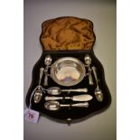 A Mappin Bros cased silver preserve set, comprising six teaspoons, preserve dish and butter knife,