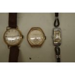 A vintage J Schuler & Sons 9ct gold manual wind wristwatch, 27mm; together with a similar example;