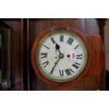 A 19th century 'British Rail Western Region' mahogany drop dial fusee wall clock, the 8in painted