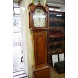 An early 19th century oak and mahogany eight day longcase clock, the 12in painted dial inscribed '