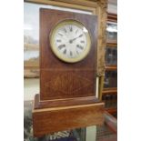 A 19th century rosewood and line inlaid mantel clock, 35cm high, with pendulum.