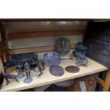 A mixed group of Eastern and other metalware.