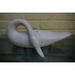 A carved and painted wood swan, 41cm long.