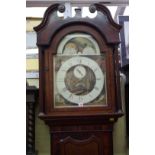 A late 18th/early 19th century oak and mahogany 8 day longcase clock, the 14in painted dial with