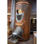 A large copper coffee bean dispenser, 72.5cm high.