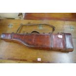 A vintage tan leather 'leg of mutton' gun case, 76.5cm long.