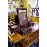 A Chinese hardwood and brass mounted toilet box, 25.5cm wide when closed.