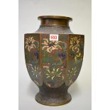 A large Chinese cloisonne enamel octagonal vase, 36cm high.