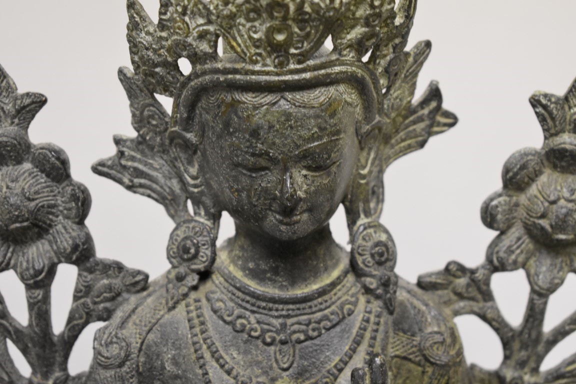 A large Sino-Tibetan bronze figure of Tara, probably 19th century, 38cm high. - Image 2 of 6