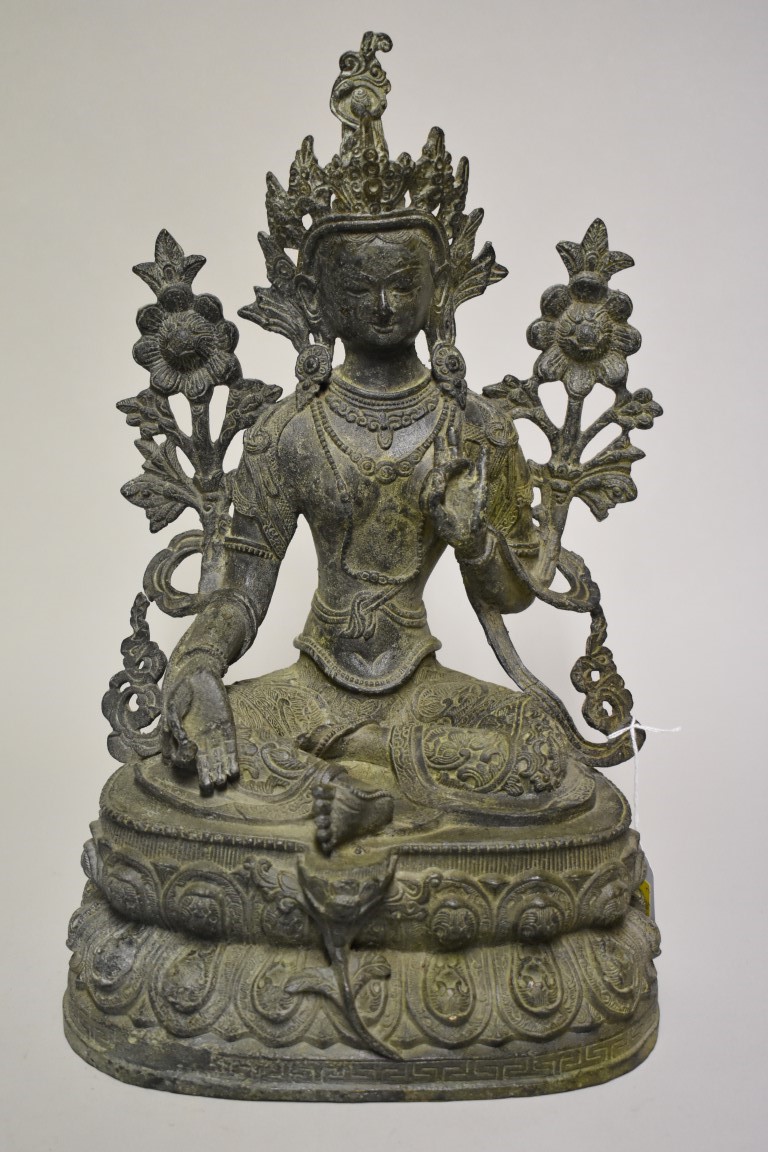 A large Sino-Tibetan bronze figure of Tara, probably 19th century, 38cm high.