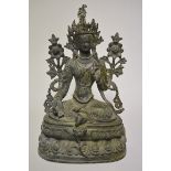 A large Sino-Tibetan bronze figure of Tara, probably 19th century, 38cm high.