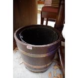 A cooper oak coal bucket, with liner, 37.5cm high.