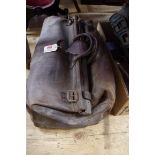 A large Victorian tan leather Gladstone bag.