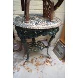 A Victorian painted cast iron pub table, 65cm wide.