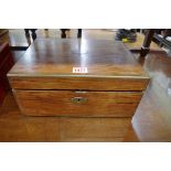 A Victorian walnut and brass bound writing slope, 30cm wide.