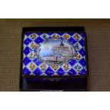 A late 18th/early 19th century Continental enamel casket, 9cm wide.