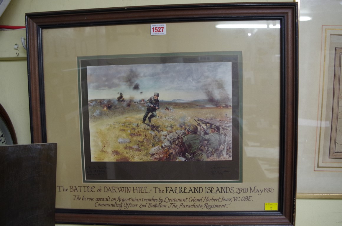 After Terrence Cuneo, 'The Battle of Darwin Hill, Falkland Islands', inscribed and dated to the