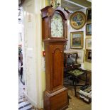 An early 19th century oak and mahogany eight day longcase clock, the 12in painted dial inscribed '
