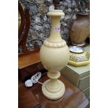 A large pair of alabaster table lamps, height excluding fitting 50cm.
