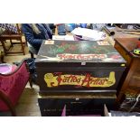 Ron Ackers Tattoo Artist: an interesting painted trunk, decorated by Ron Ackers, 77cm wide; together