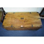 A 19th century camphor wood and brass bound chest, 95cm wide.