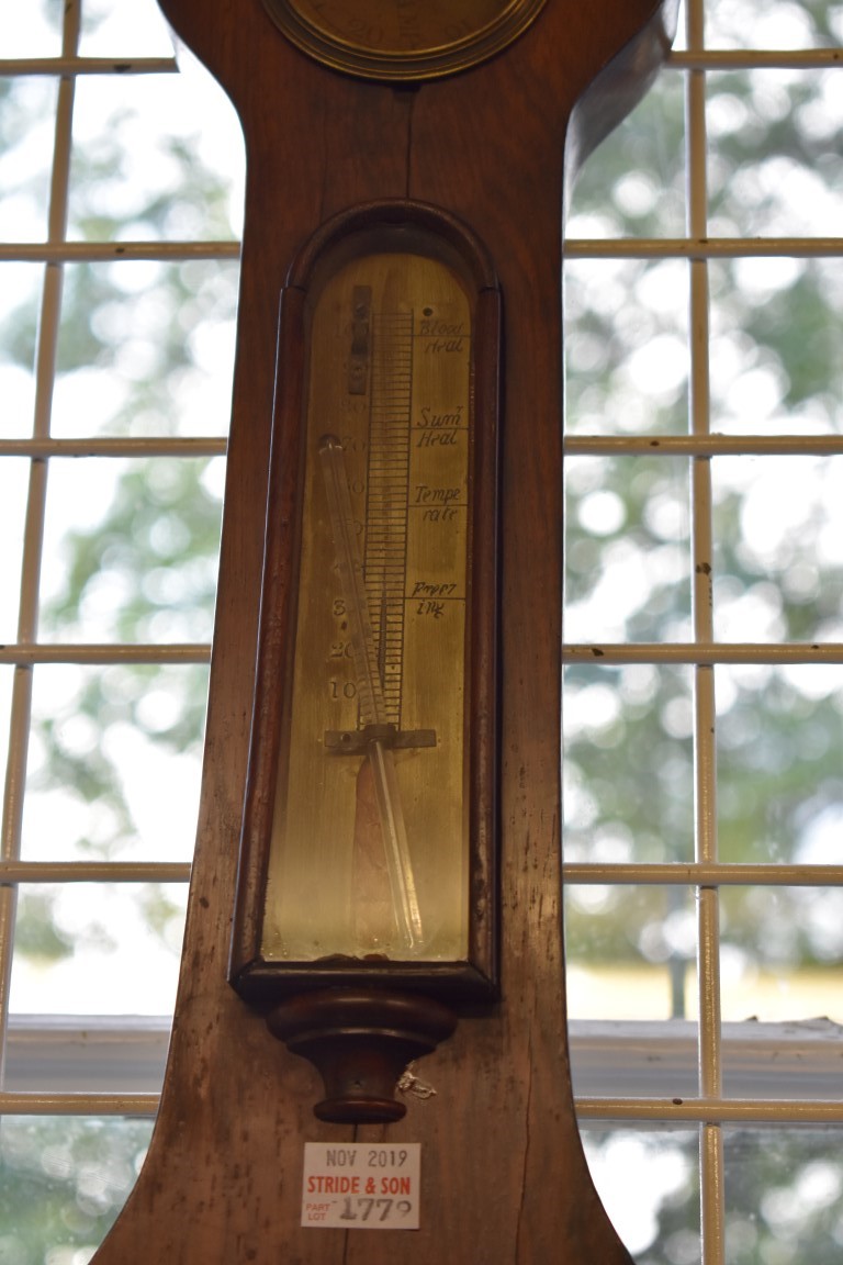 Two 19th century rosewood five dial banjo barometers, (one a.f.). - Image 2 of 5