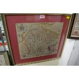 An antique hand coloured map of Devon, by William Kip, pl.29.5 x 34cm.