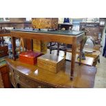 A mahogany and marble top low rectangular occasional table, 93cm wide.