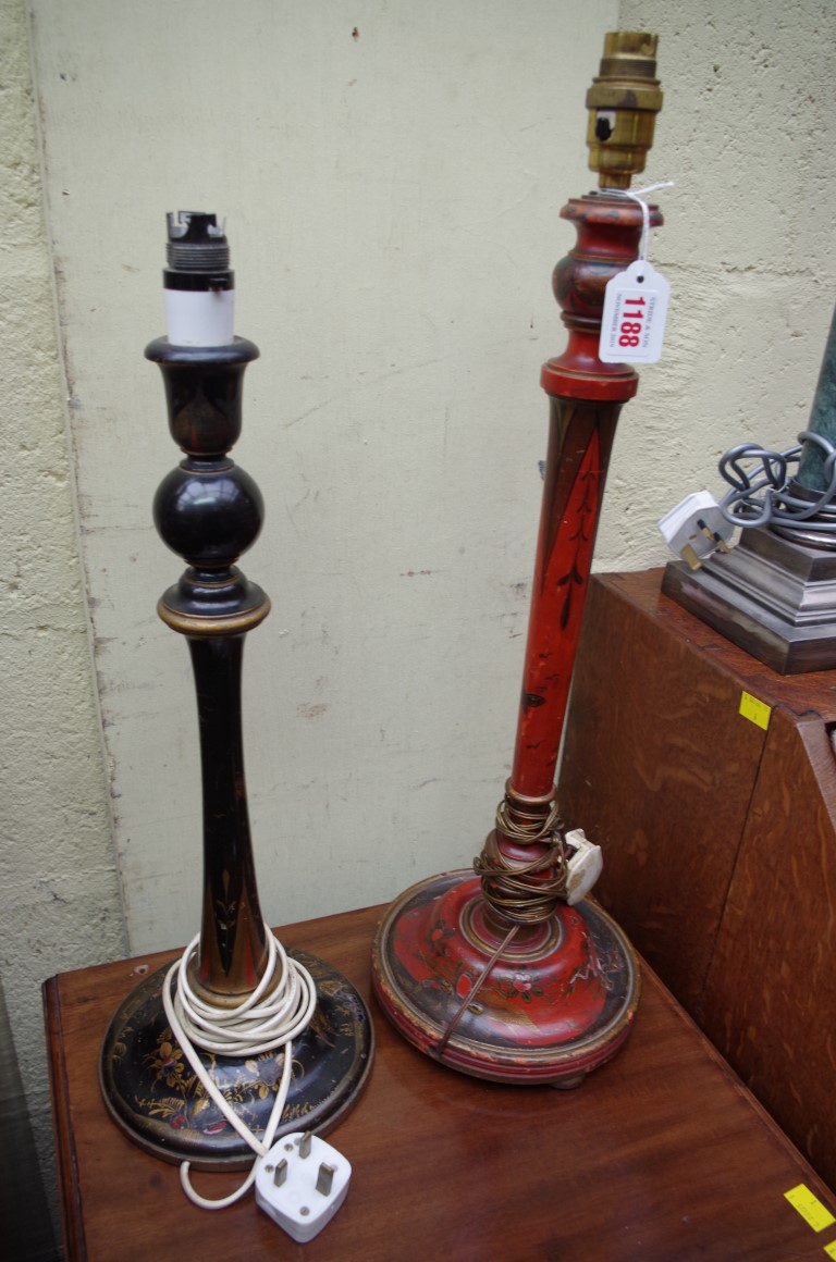 Two chinoiserie table lamps, largest 60cm high.