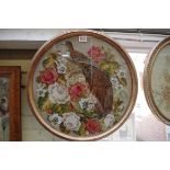 A Georgian petit point floral panel, 34.5 x 28.5cm oval; together with a Victorian gross point and