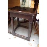 An old oak joint stool, 37cm diameter.