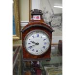 A Louis XVI style tortoiseshell and electroplate mounted mantel timepiece, 29cm high, with winding