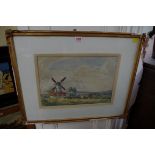 * Rutherford, 'The White Mill', signed, labelled verso, watercolour, 25.5 x 37cm.