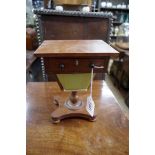 A miniature mahogany pedestal work table, 16cm wide.