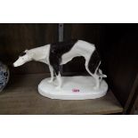 A Goldscheider pottery greyhound, 29cm wide.