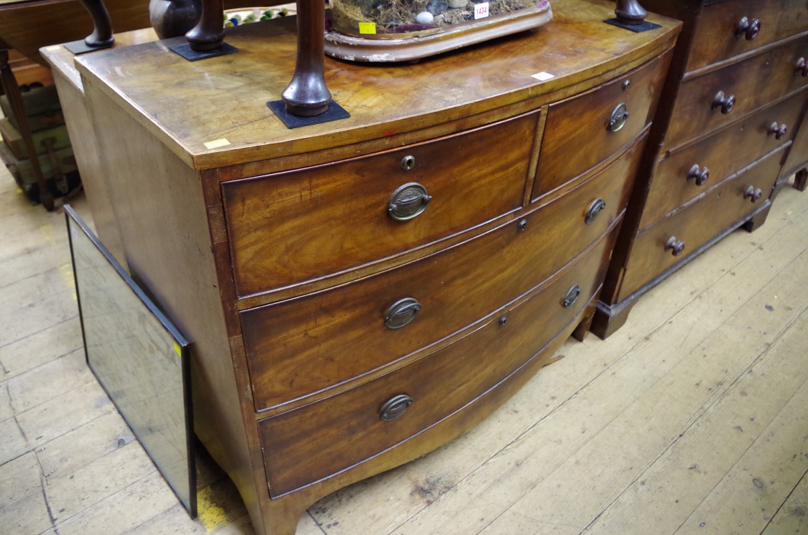 A late George III mahogany bowfront chest of drawers, 107.5cm wide. - Image 2 of 2