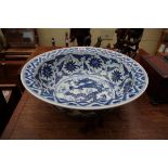 A Chinese blue and white bowl, 38cm diameter.