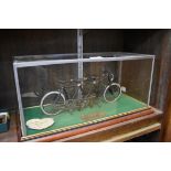 Bicycling: a rare and unusual Victorian scratch built model, bearing label and plaque inscribed 'A