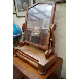 A Victorian mahogany toilet mirror, with apron drawer, 53.5cm wide.