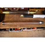 An antique mahogany and electroplated single drawer telescope, inscribed 'Berge, London, Late