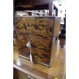 A Victorian faux grained burr oak decanter box, inscribed 'J & C Haywood, Derby', 21.5cm wide, (