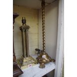 Two old brass table lamps.