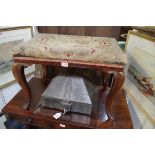 A Victorian rosewood and upholstered rectangular stool, 57cm wide.